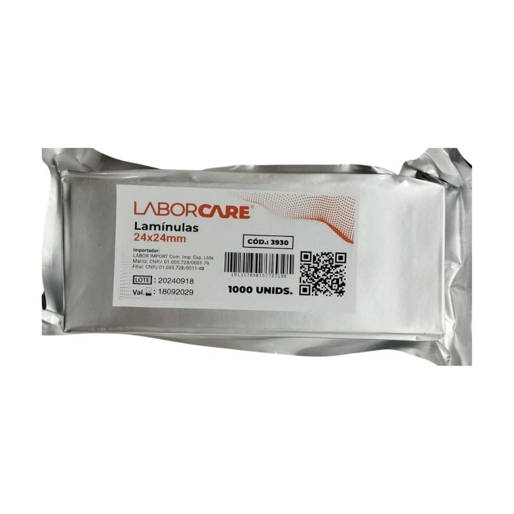 Lamínula De Vidro 24 X 24 Mm Labor - Pacote Com 1000 Uni