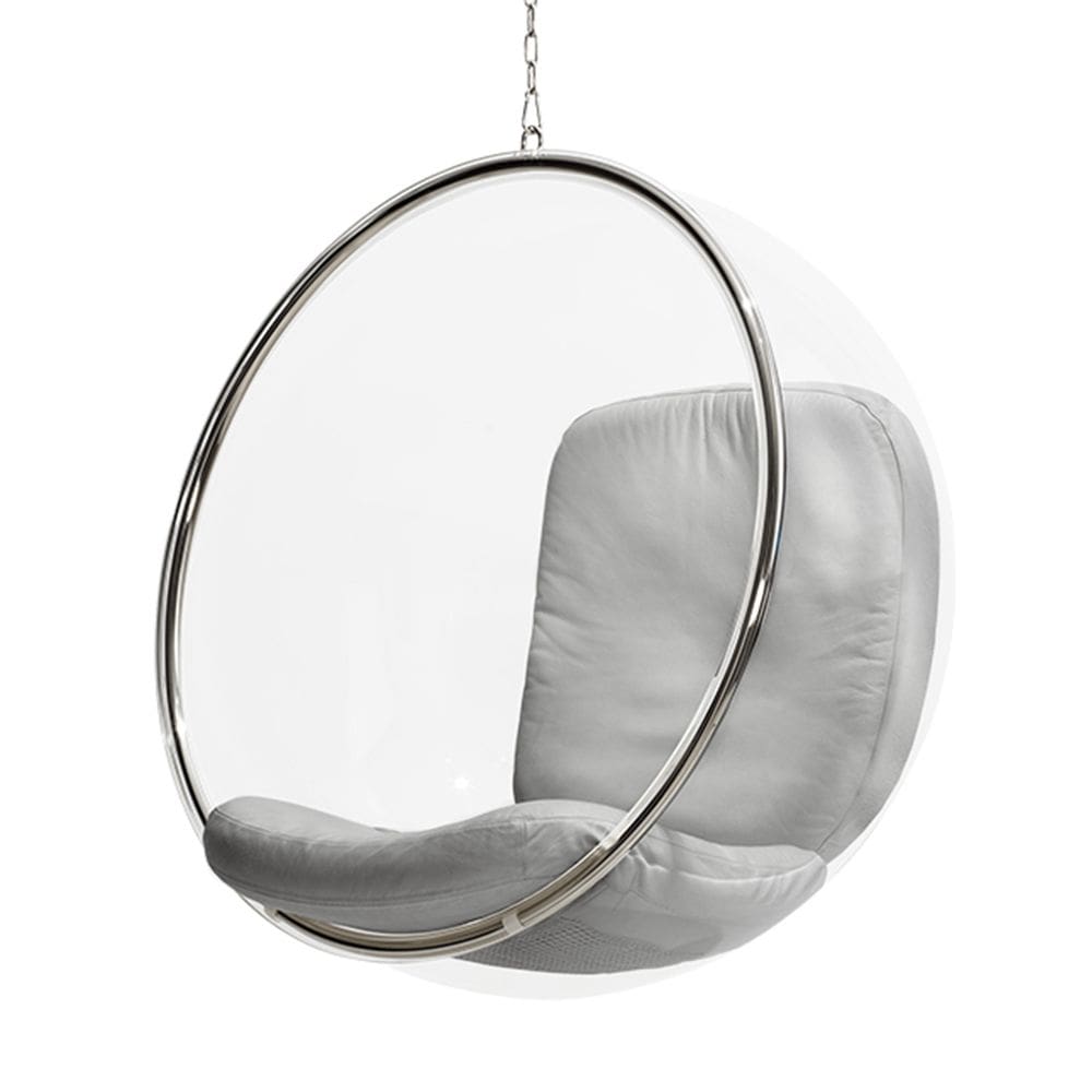 Poltrona Bubble Chair Acrilico com Estofado Sued - Cinza