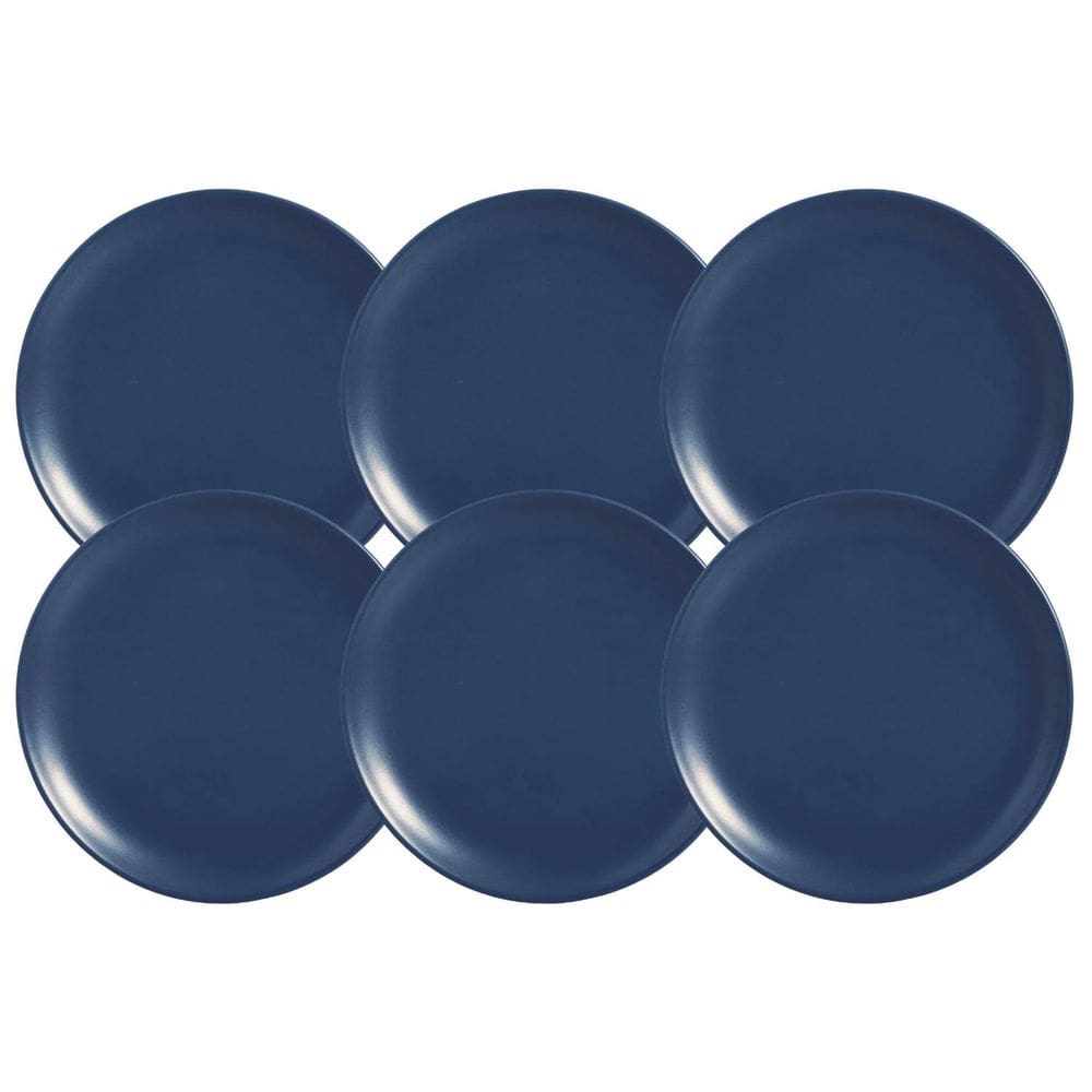 Jogo Pratos Fundos 28Cm Kit 6 Peças Coup Navy Cerâmica Azul