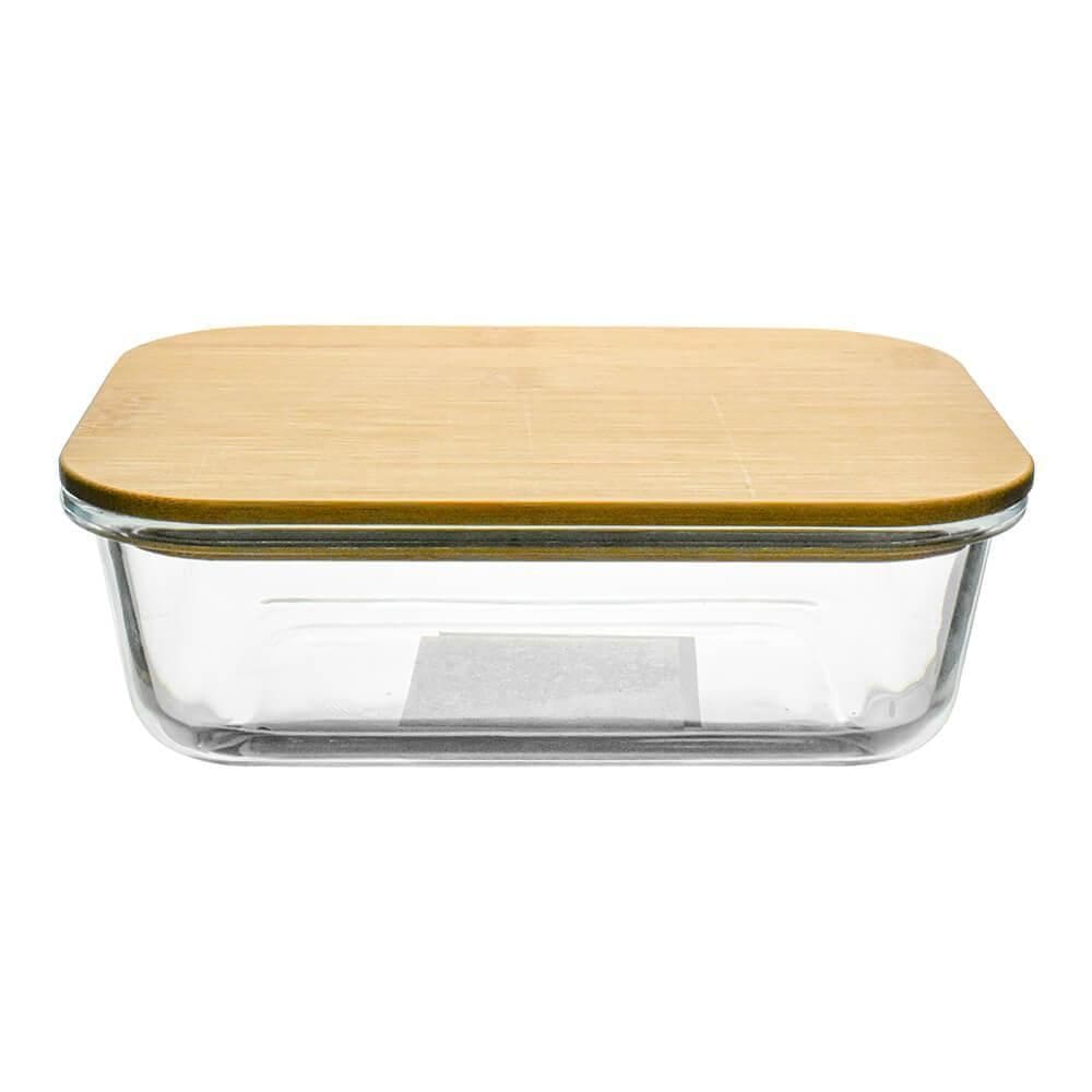 Pote Hermético Vidro Tampa Bambu 1040Ml - Vista Home