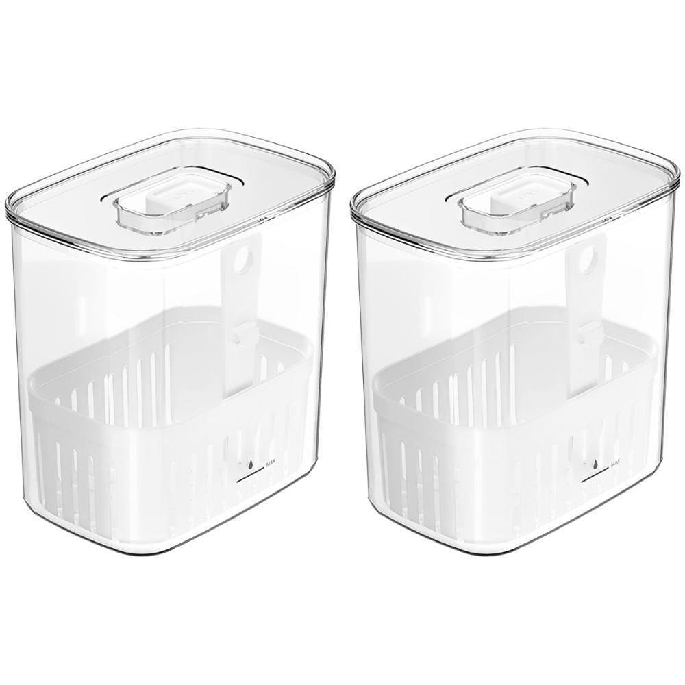 2X Pote Temperos 1,5L Organizador Geladeira Ou Clear Fresh
