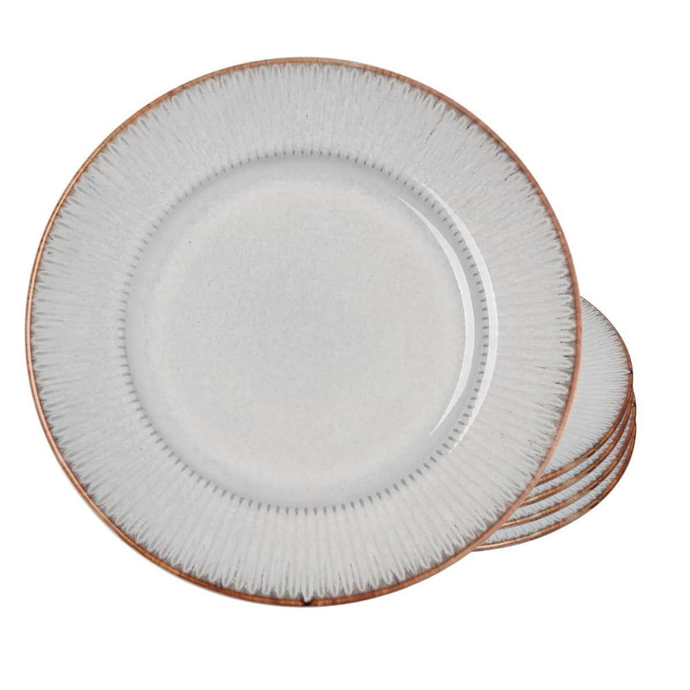 Jogo De Pratos Raso 27Cm Kit 4 Pçs Linear Cerâmica Lyor