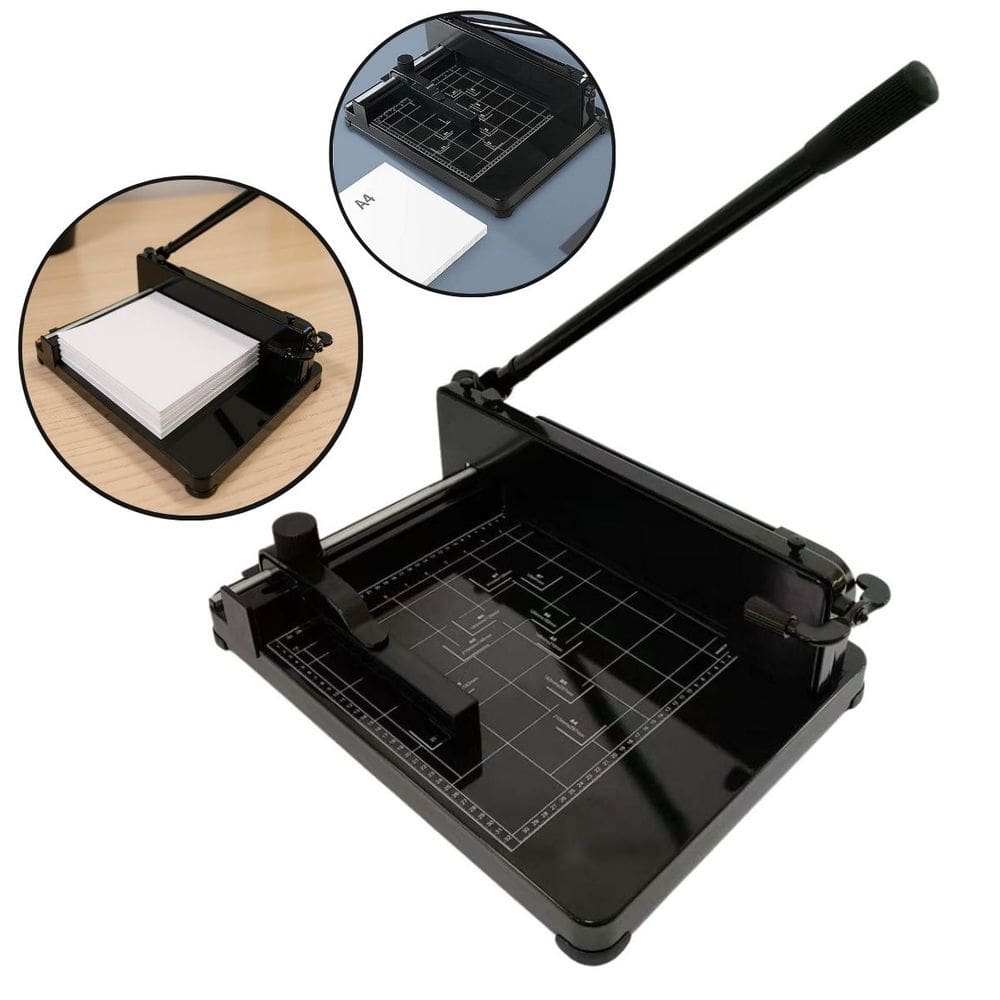 Guilhotina Papel Facão A4 Manual 400 Folhas com Trava e Guia Preta Importway Iwgpa-4400pt