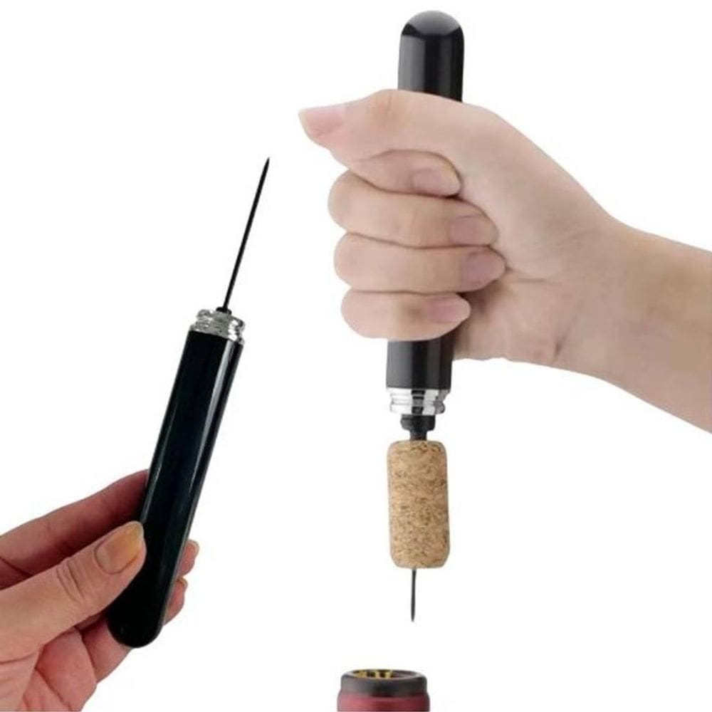 Saca Rolhas Manual Preto Sistema Tipo Pneumático Silencioso