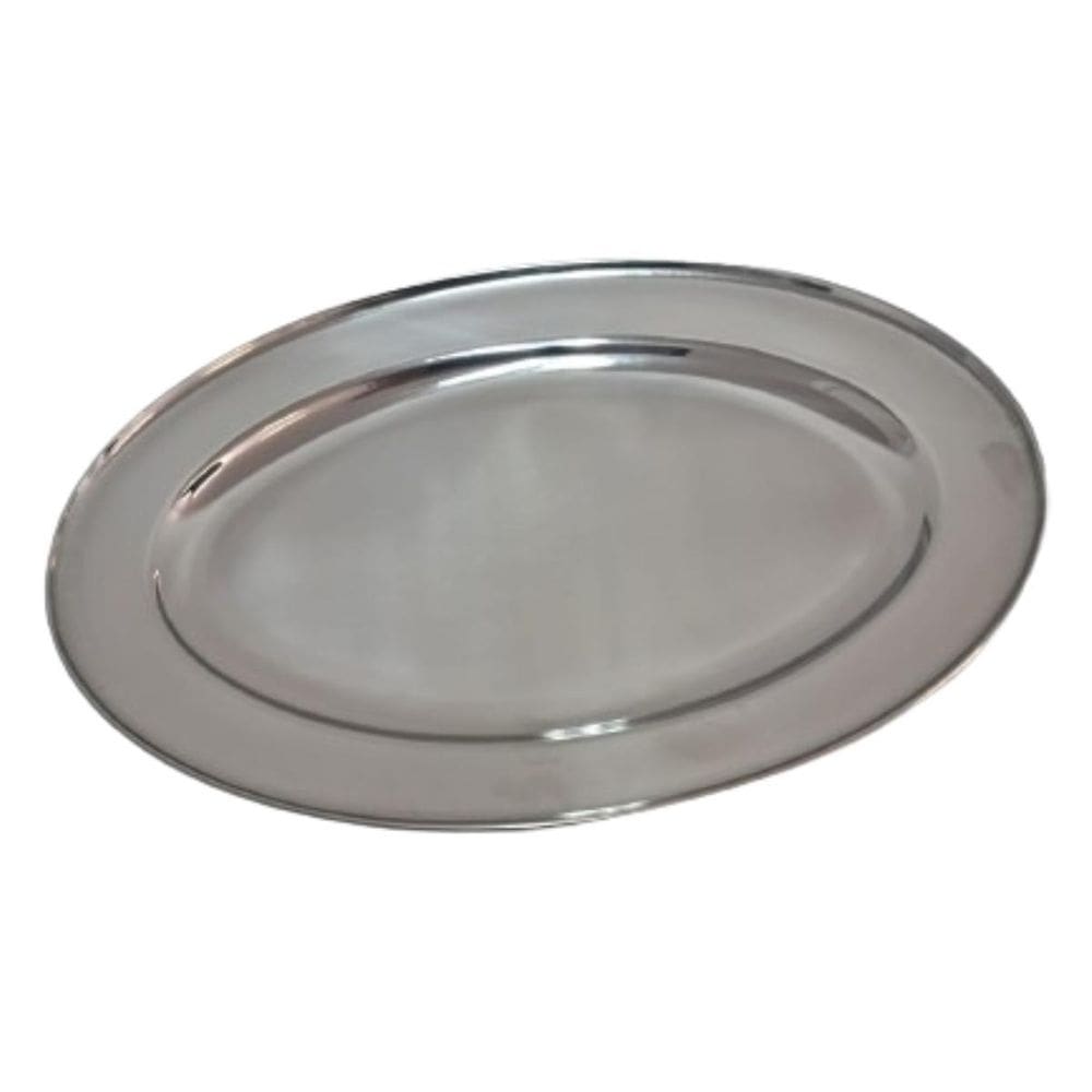 Bandeja De Aço Inox Oval 40Cm Para Servir Assados