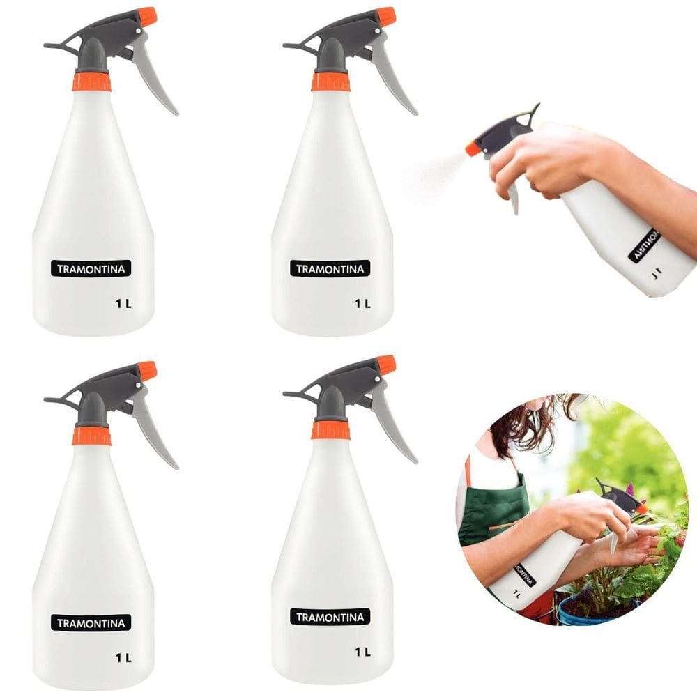 Borrifador Pulverizador Jardinagem Manual 1 Litro Kit 04 Un