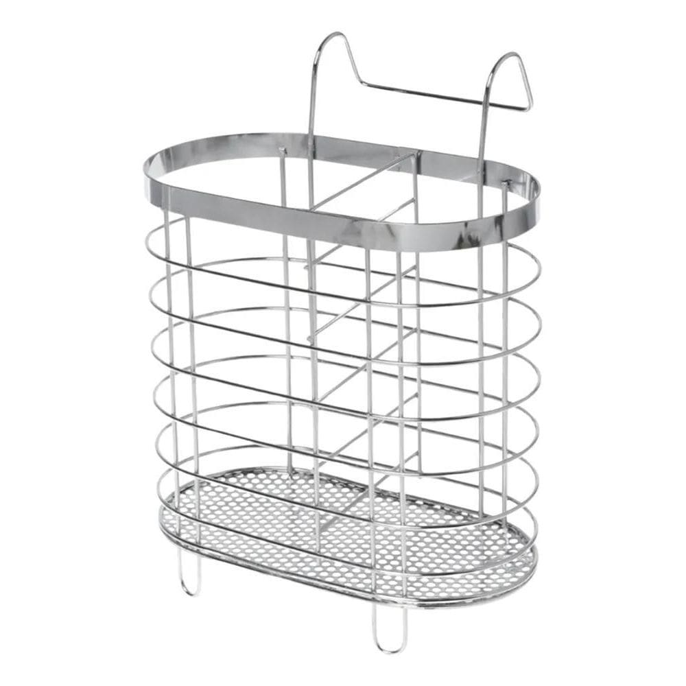 2X Porta Talher Escorredor Aramado Metal Cromado 2 Divisória