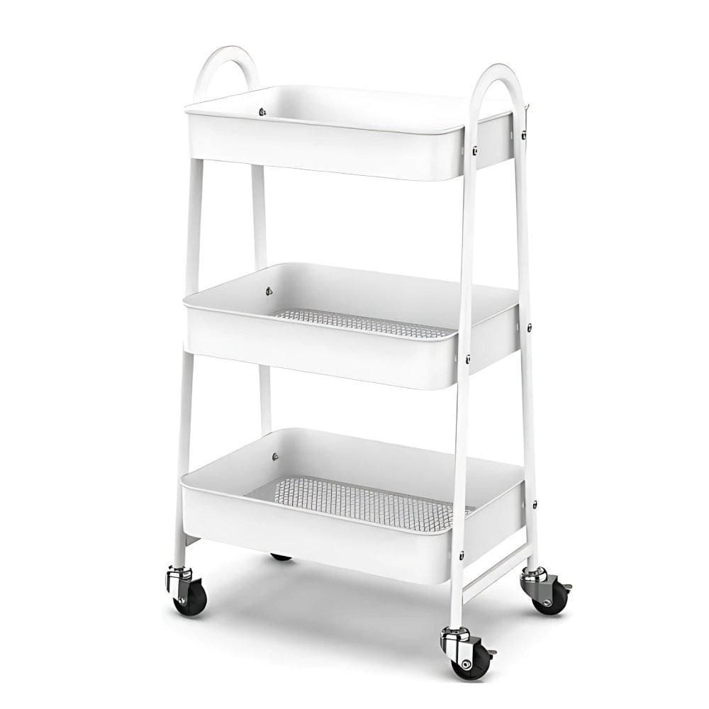 Prateleira De Metal Multiuso 3 Andares Com Rodinhas - Branco