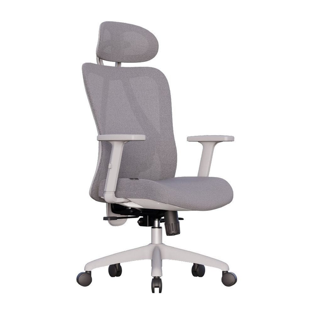 Cadeira de Escritório Ergonômica Premium Revestida Encosto Ajustável Apoio Lombar e Cabeça Samaia Cinza