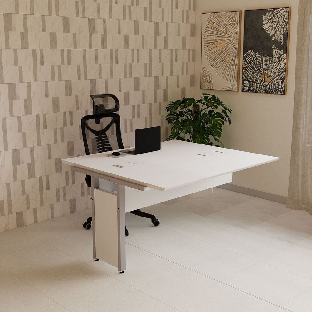 Mesa Escrivaninha Auxiliar 135cm Plataforma Dupla de Acoplar para Escritório Corporate Cinza