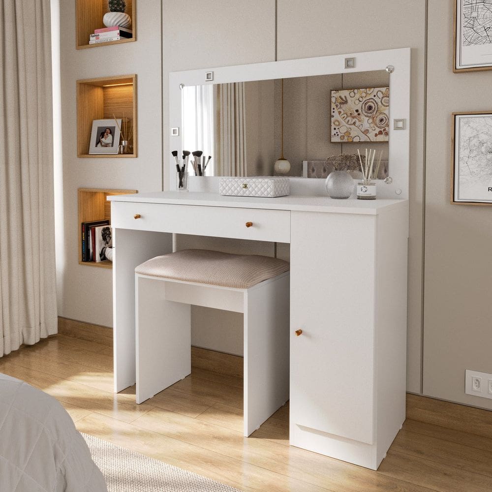 Penteadeira com Led 135x108cm Estrela Branco