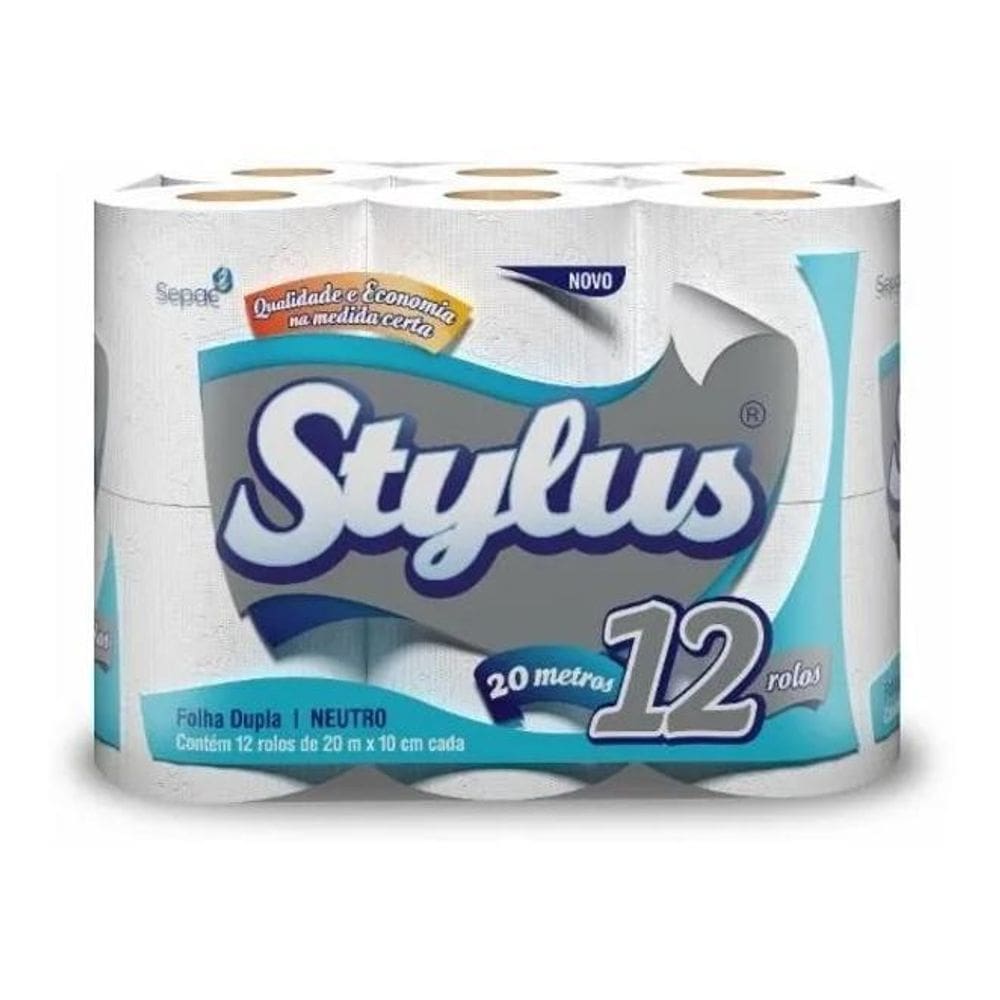 10X Papel Higiênico Folha Dupla Stylus C/12 Und. 20M