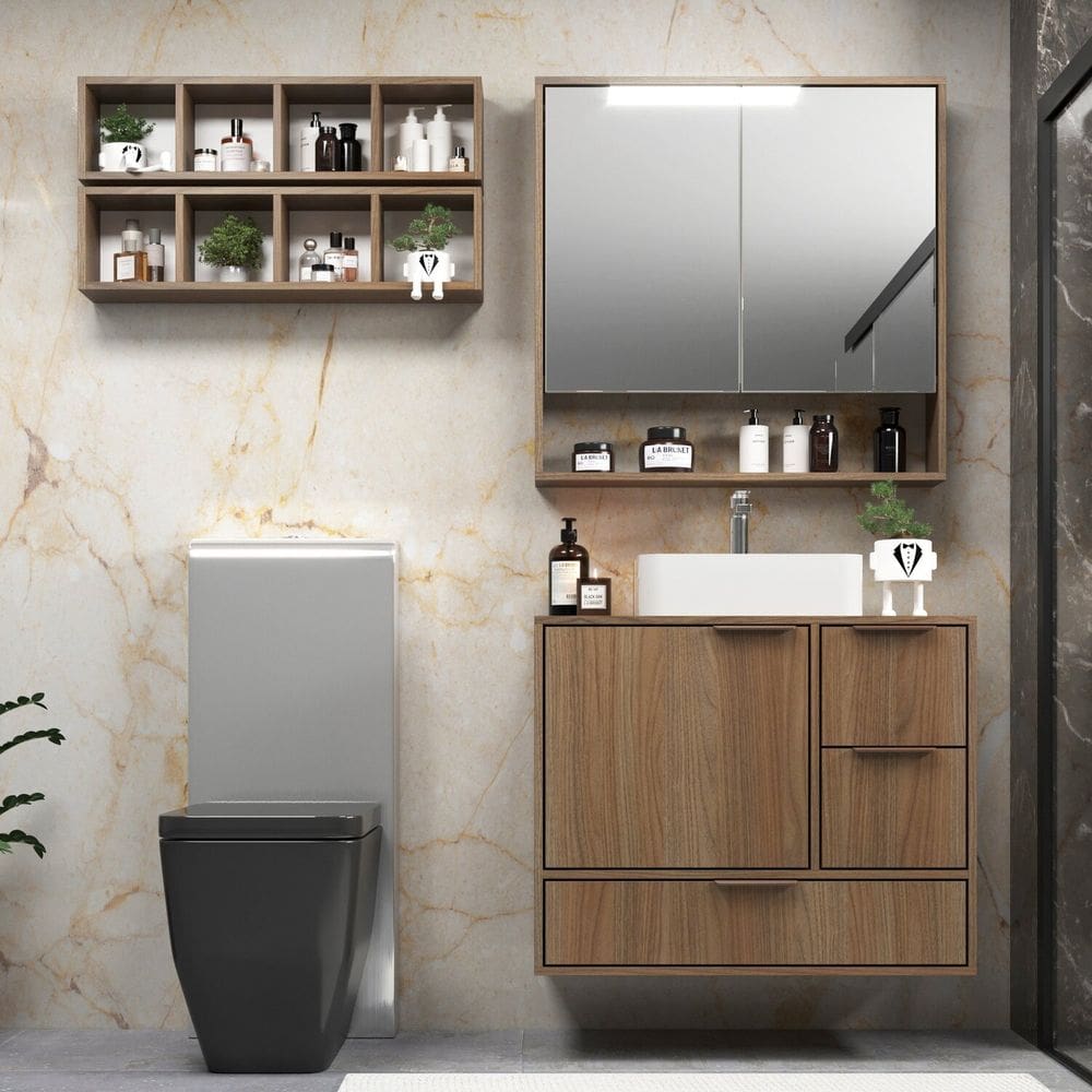 Gabinete para Banheiro Modular 100% Mdf Bp Prime Yescasa Noce