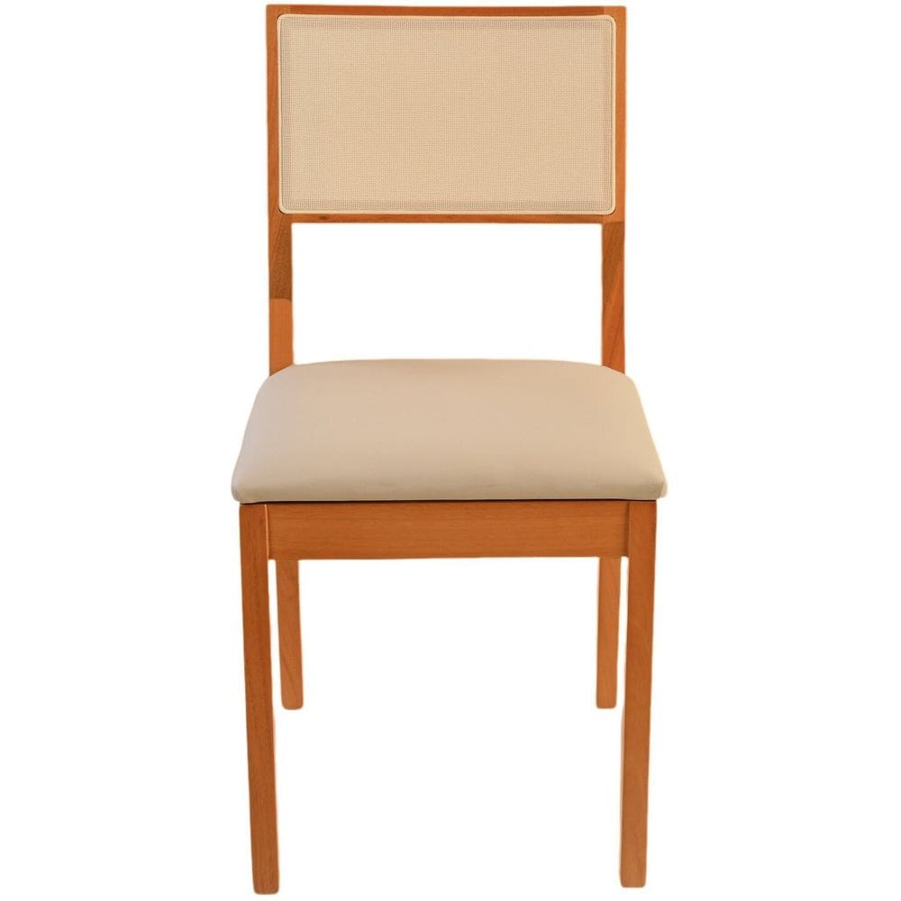Cadeira Alice em Madeira Maciça Tela Sling Amêndoa Amendoa