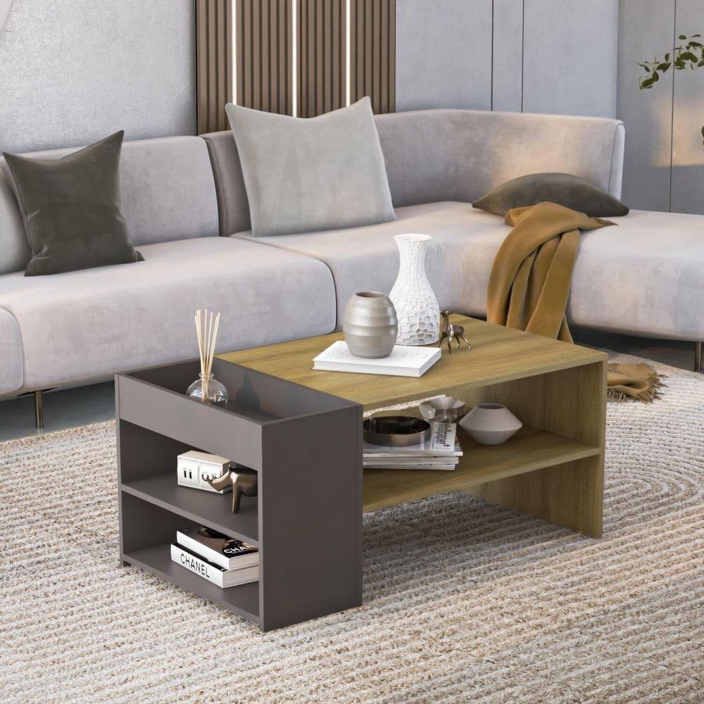 Mesa de Centro para Sala de Estar Mital Mel/Grafite