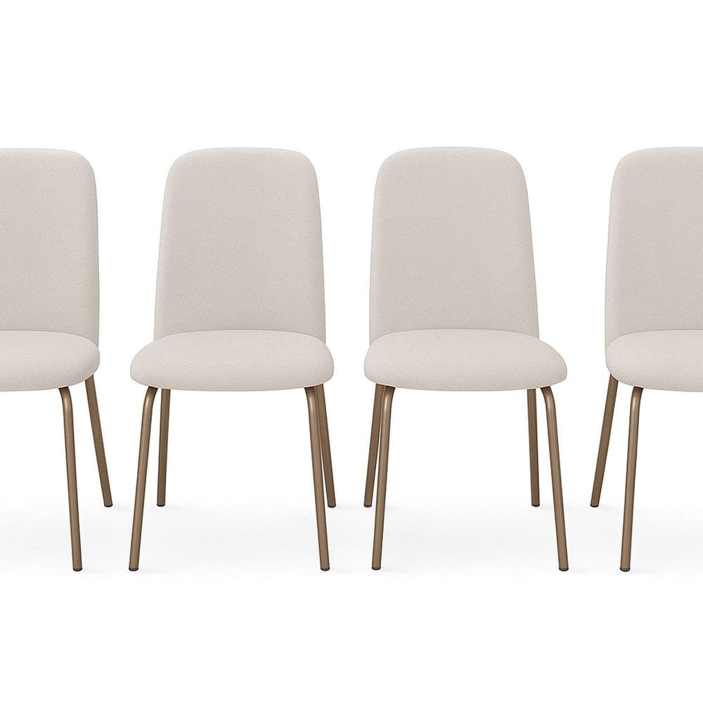 Kit com 4 Cadeiras California CHAMPAGNE / LINHO BEGE A-512