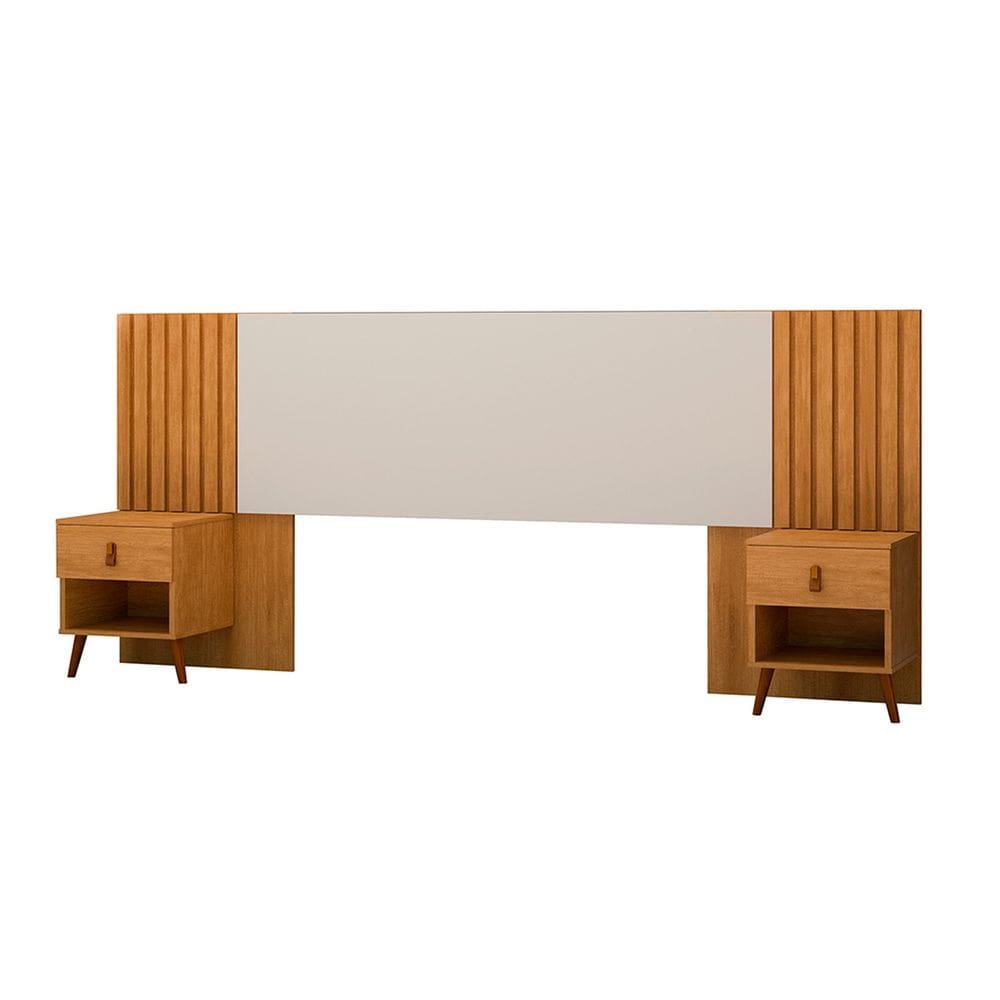 Cabeceira Box Ripada 106x225cm Lady Marrom/Off White