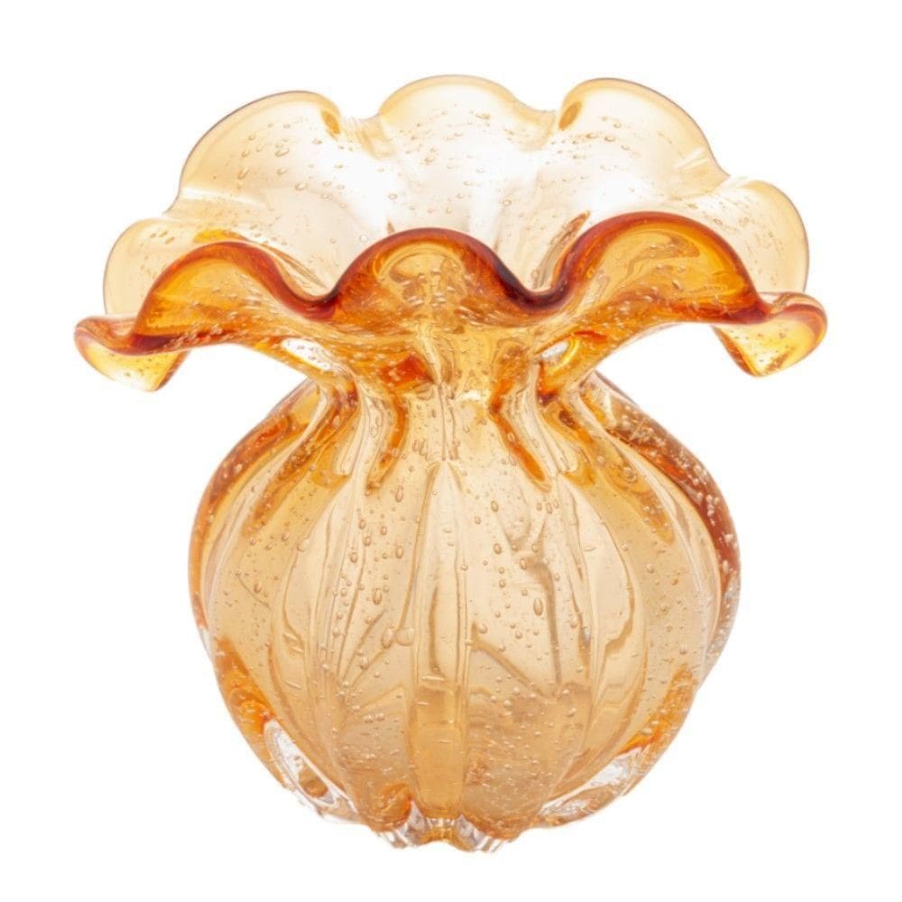 Vaso De Vidro Italy âmbar 18 X 16 Cm Lyor