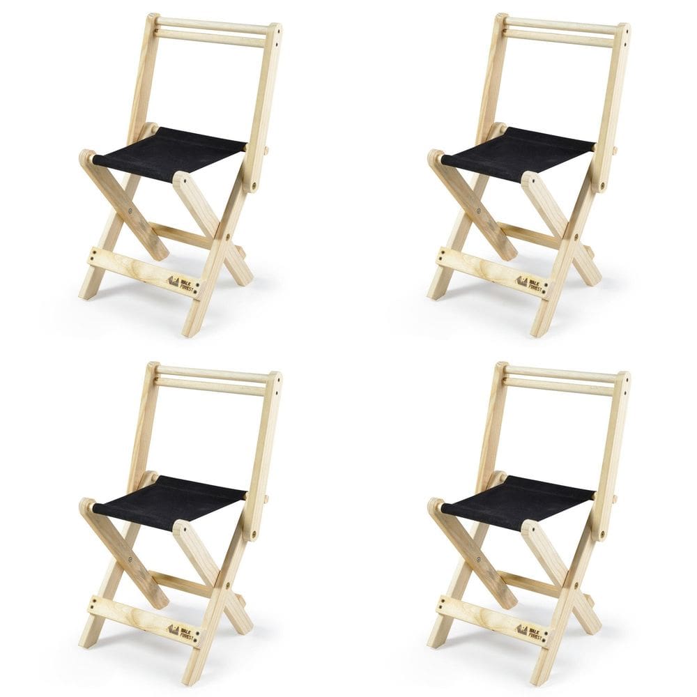 Kit 4 Cadeiras Dobráveis de Madeira Maciça Sereno Preto/Bege
