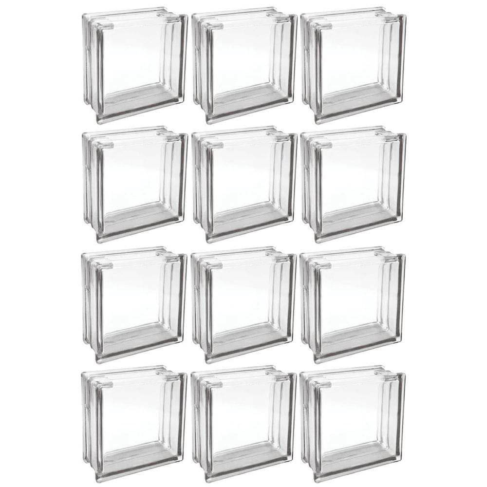 Kit 12 Bloco De Vidro Incolor Com Furo 19X19X8 Tradestar