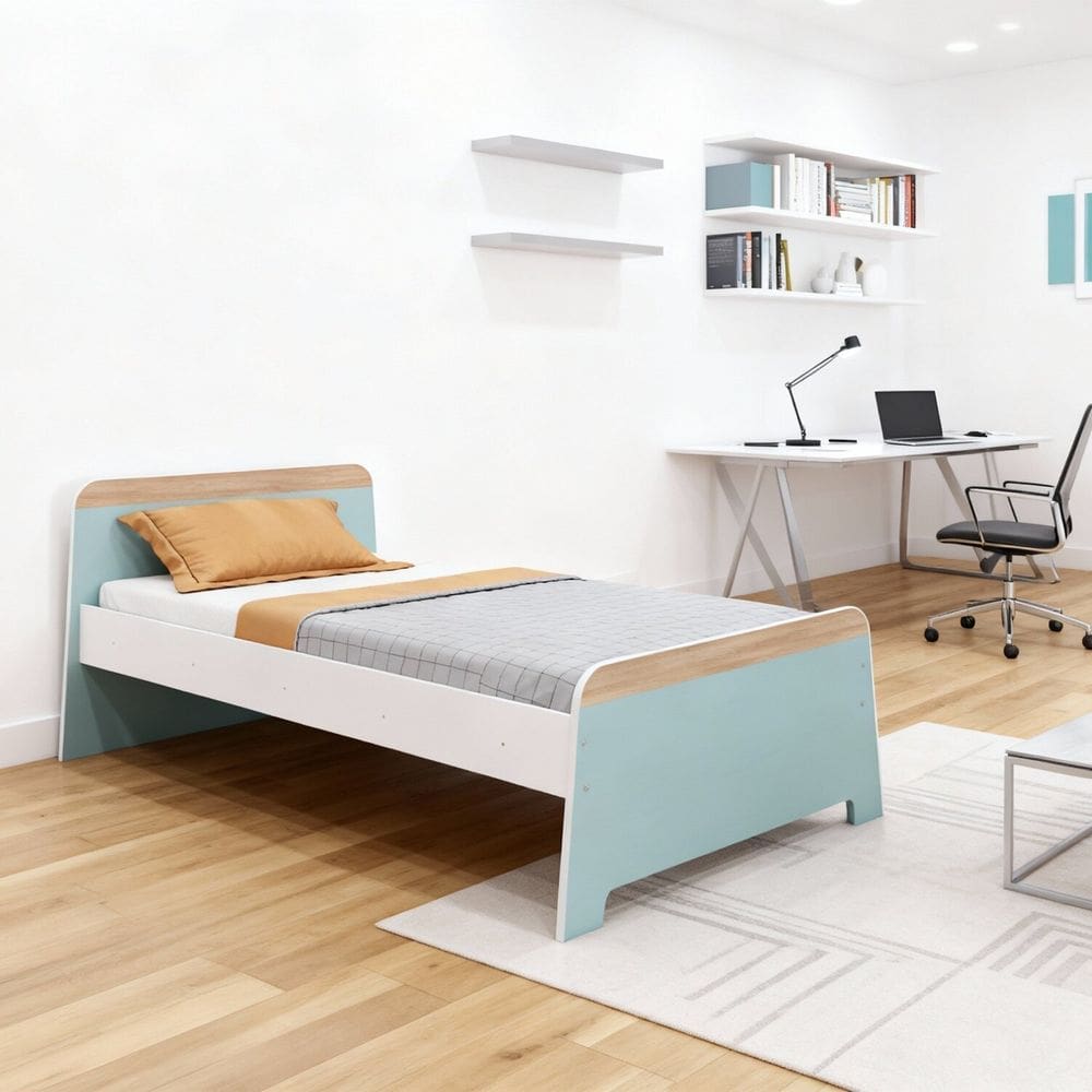 Cama de Solteiro 80cm X 193,5cm Lorenza Verde/Branco