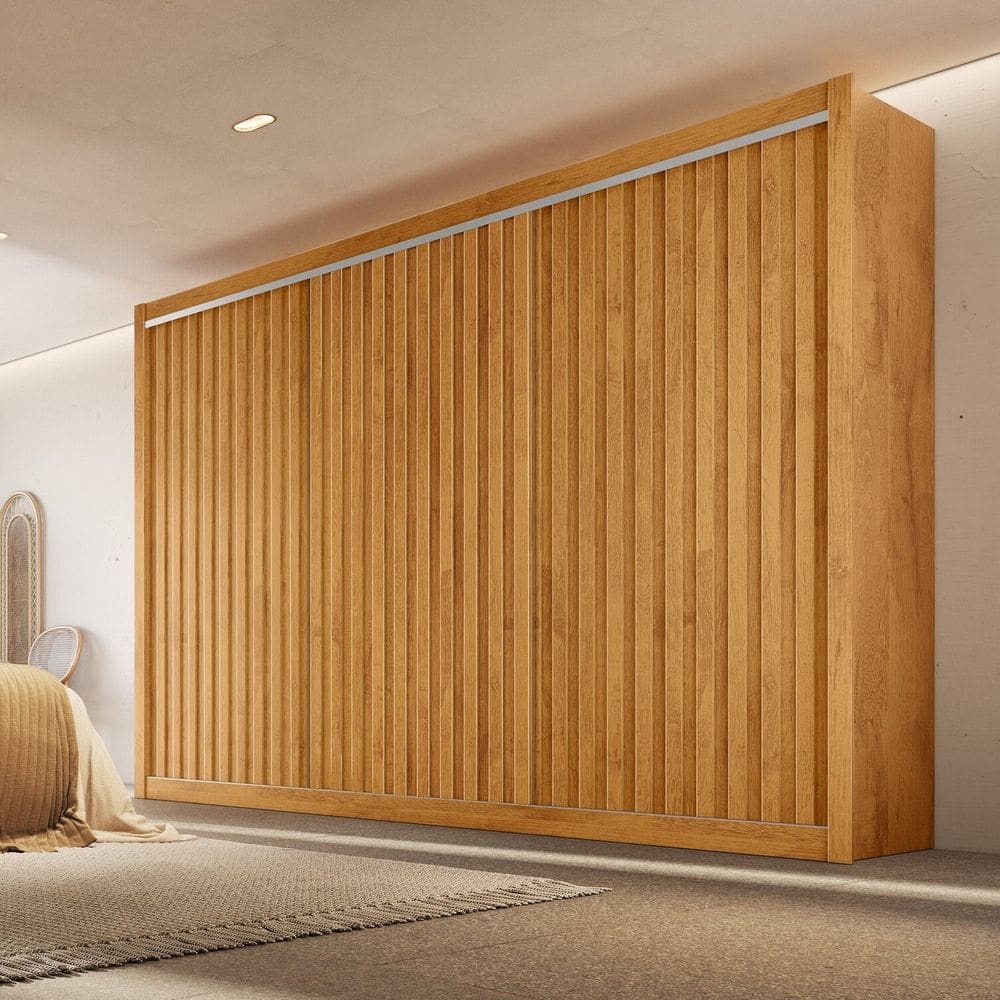 Guarda-roupa Casal Ripado 3 Portas e 6 Gavetas 100% Mdf York 3r Peroba