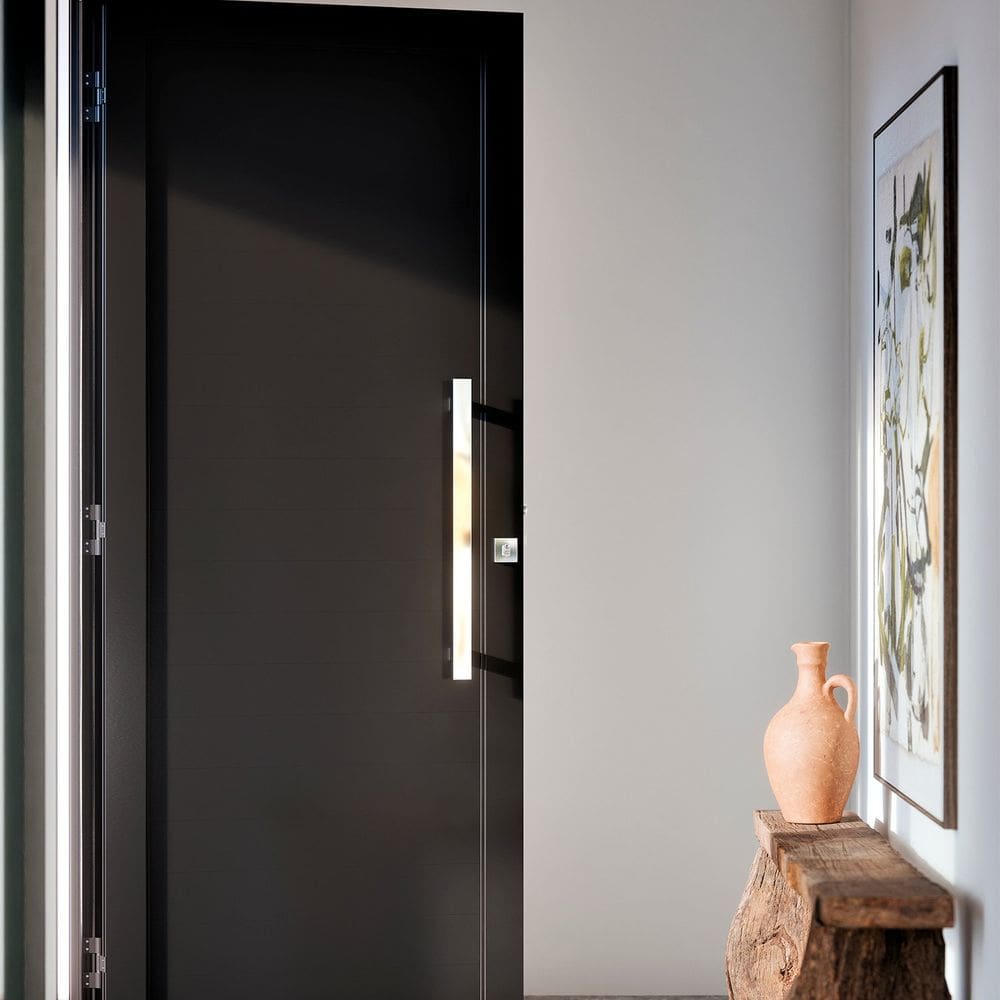 Porta de Alumínio de Giro Lambri 215x95 Lucasa Eccellente Preto