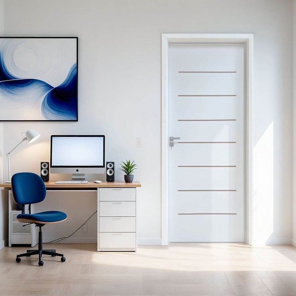 Kit Porta de Madeira 215x77cm Batente 9,5cm Cristal Primer com Guarnição Uniportas