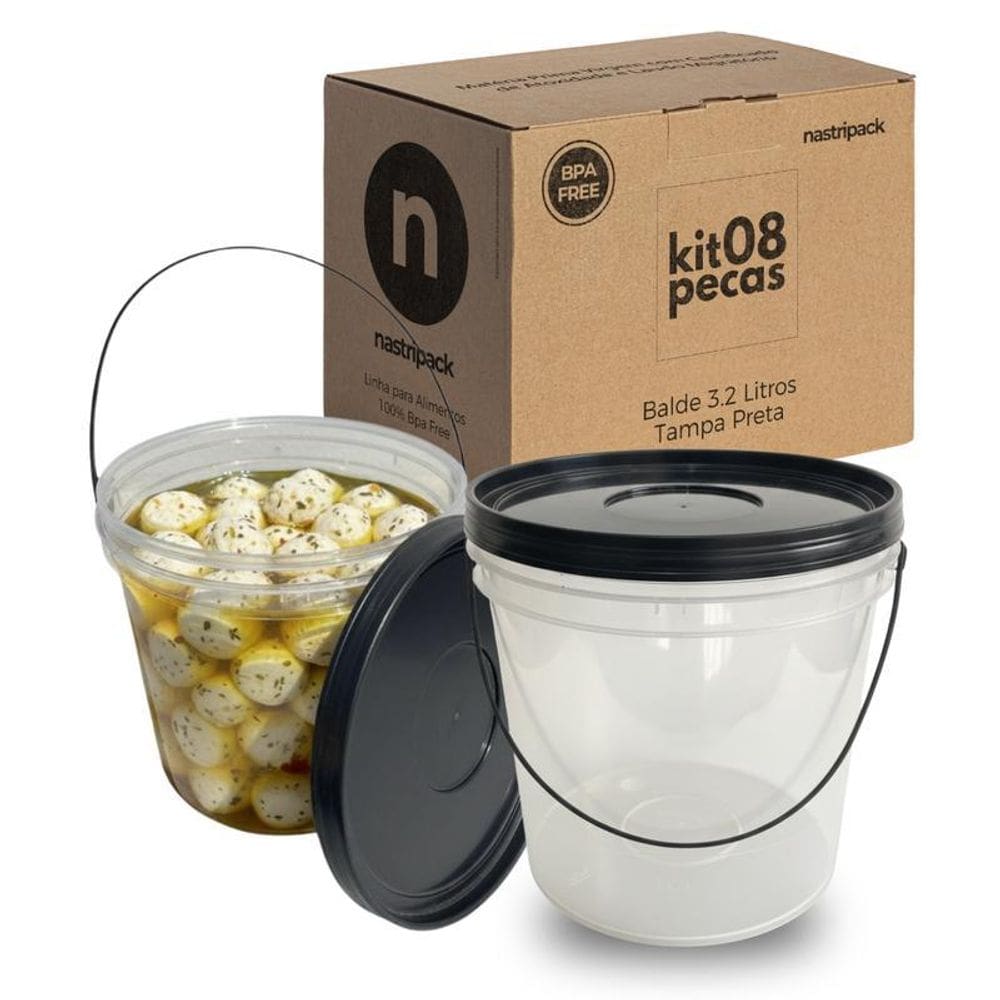 Balde 3.2L Plástico Utilitário Geral - 8 Pçs