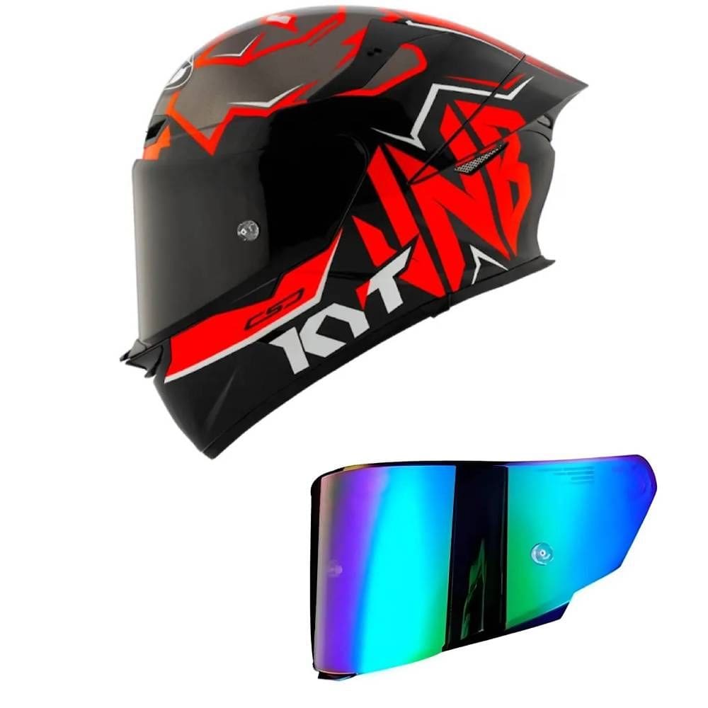 Capacete KYT TT Revo Nicolo Bulega 2022 Preto e Vermelho Mais Viseira Camaleão