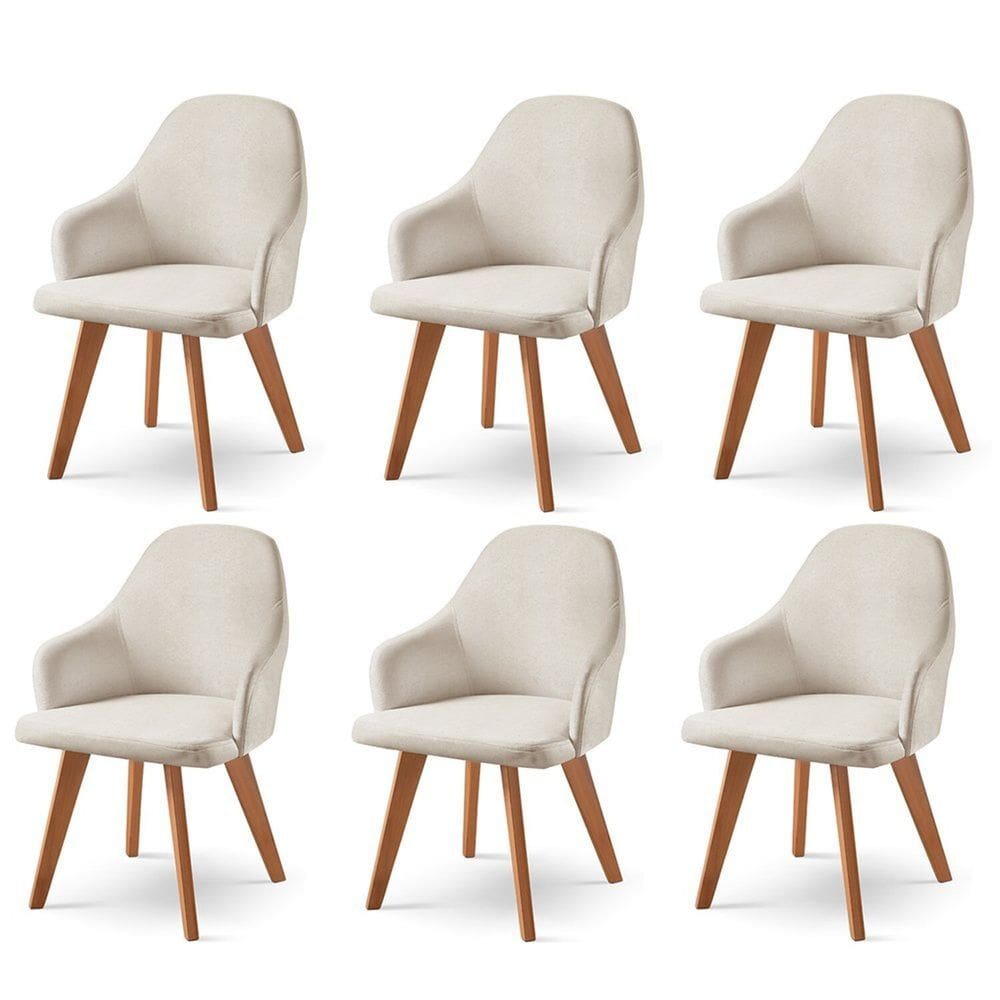 Kit 6 Cadeiras para Sala de Jantar Manuela Nude
