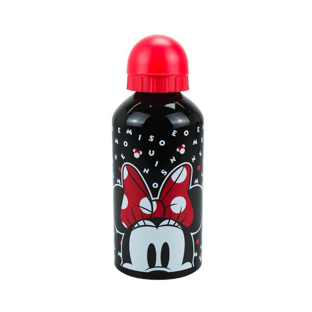 Garrafa Alumínio Preto Minnie Laço Vermelho 500Ml - Disney