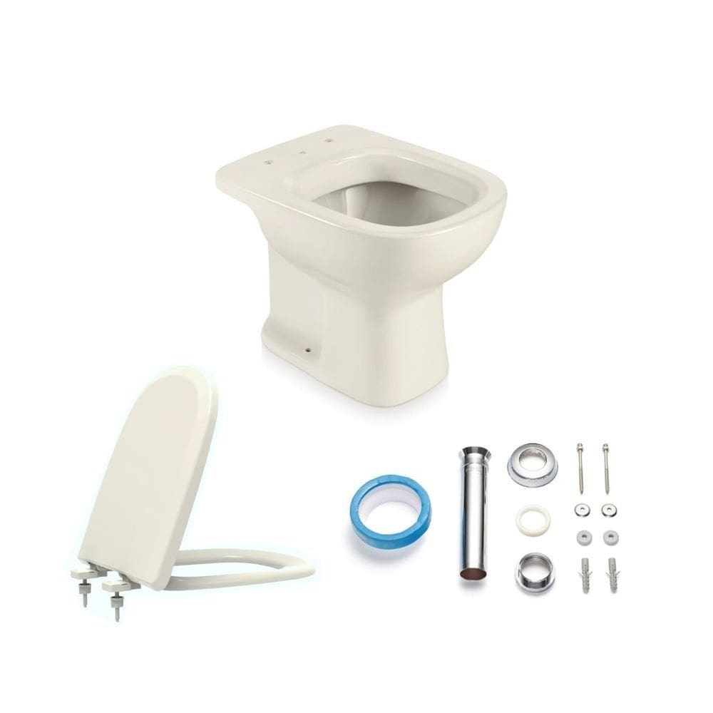 Kit Vaso Sanitário Convencional com Assento Pp Soft Close Etina Icasa Palha