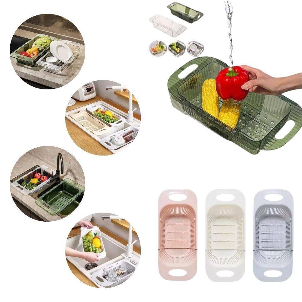 Escorredor Retrátil De Pia Ajustável Legumes Verduras Louça