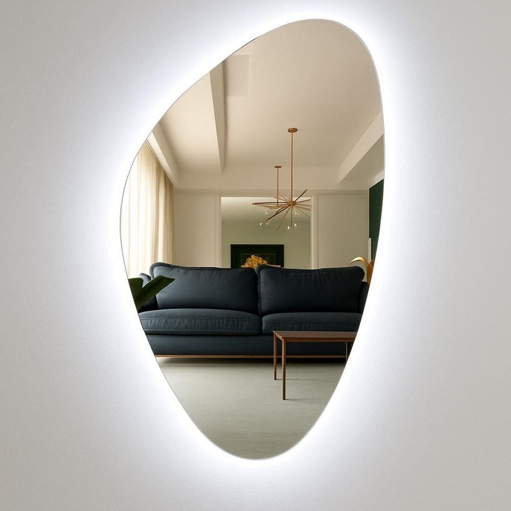 Espelho Orgânico Led Frio 95X67Cm Decorativo Sala Banheiro