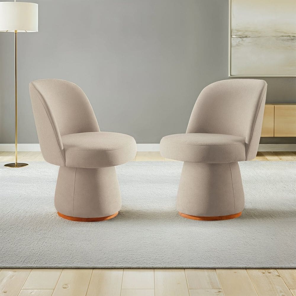 Conjunto 2 Poltronas Base Giratória e Estofada Vivari Espresso Móveis Cinza