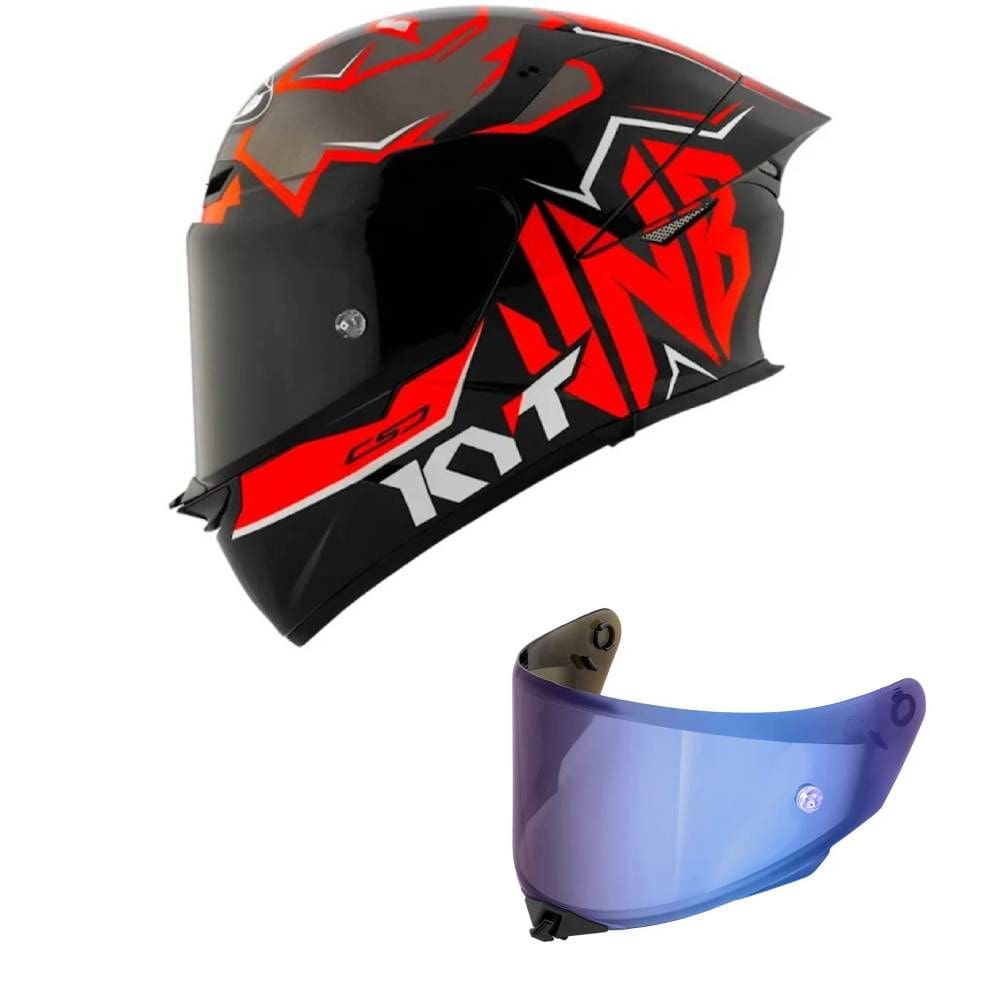 Capacete KYT TT Revo Nicolo Bulega 2022 Preto e Vermelho Mais Viseira Azul