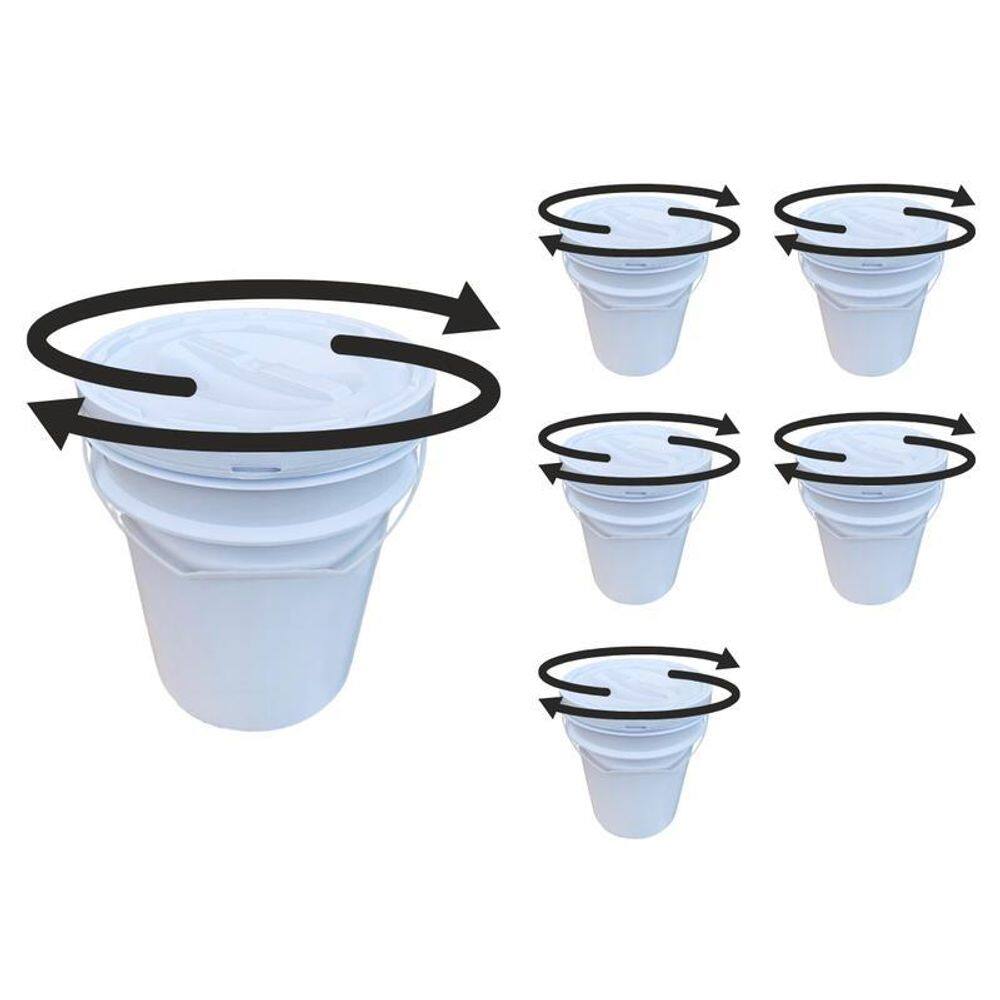 Balde Para Gel 20 Litros E Tampa Rosca - Kit 6 Pçs