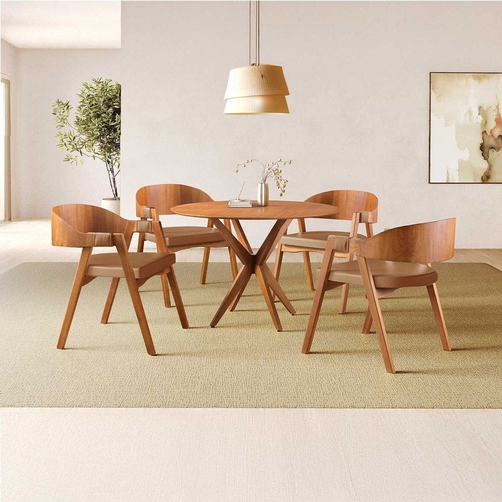 Conjunto de Mesa Redonda 100 Cm com 4 Cadeiras Luna Caramelo