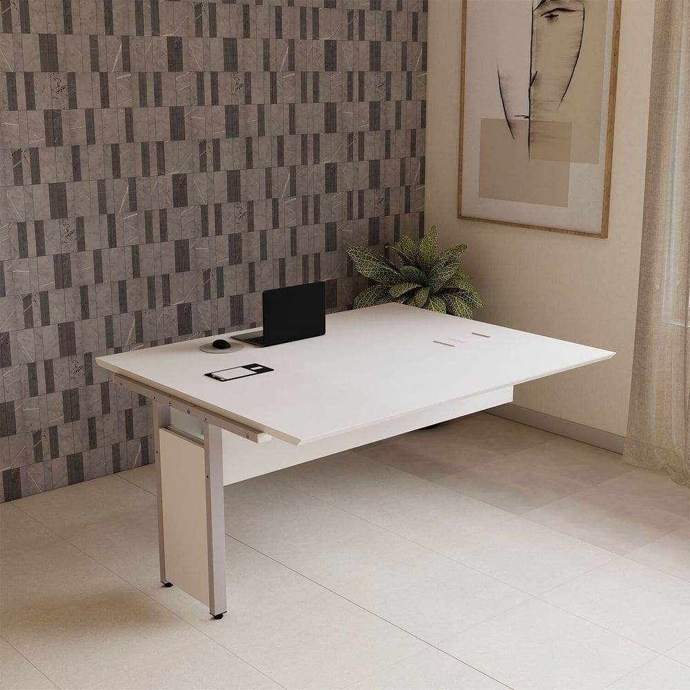 Mesa Escrivaninha Auxiliar 150cm Plataforma Dupla de Acoplar para Escritório Corporate Cinza