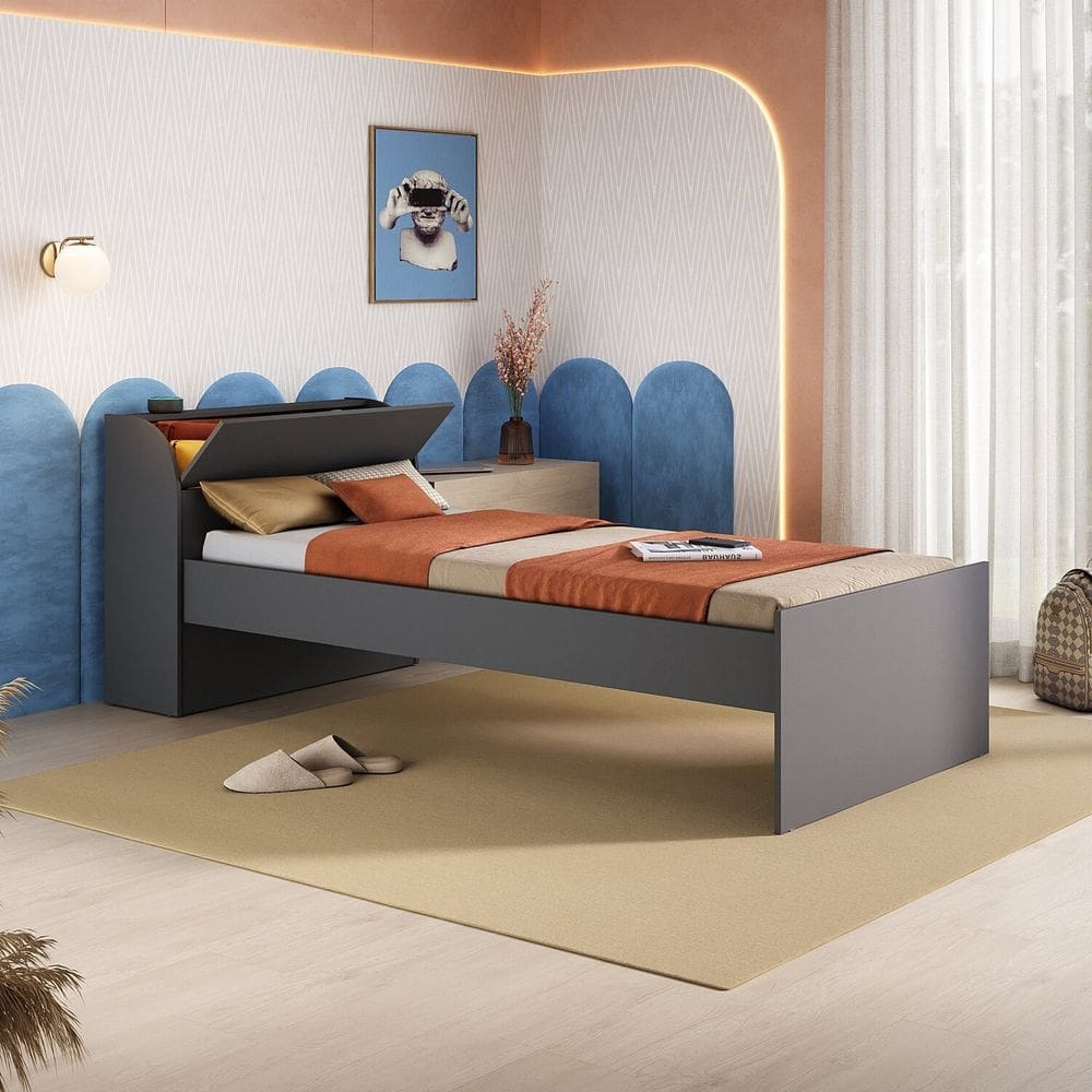 Cama Solteiro Lumina Espresso Móveis Grafite