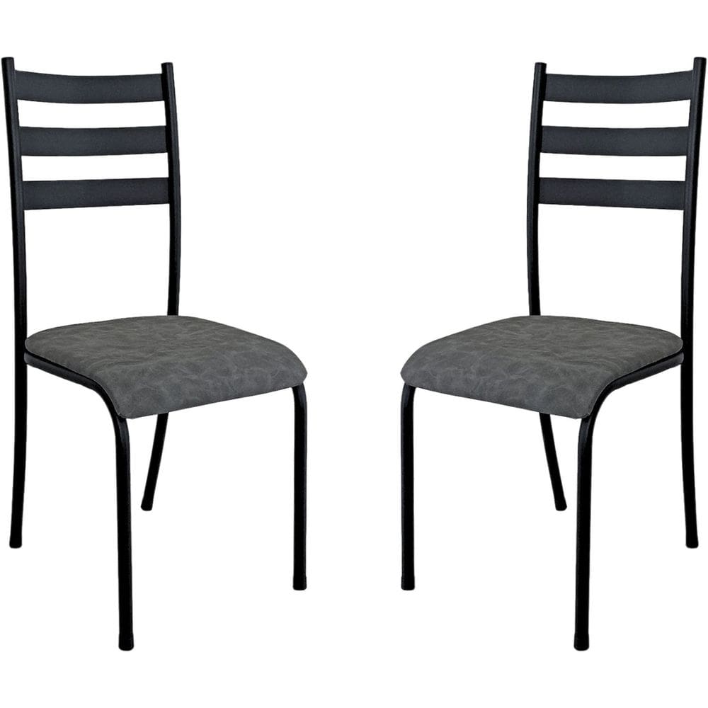 Kit 2 Cadeiras para Cozinha e Sala de Jantar 541.sli Preto/Cinza Nobuck