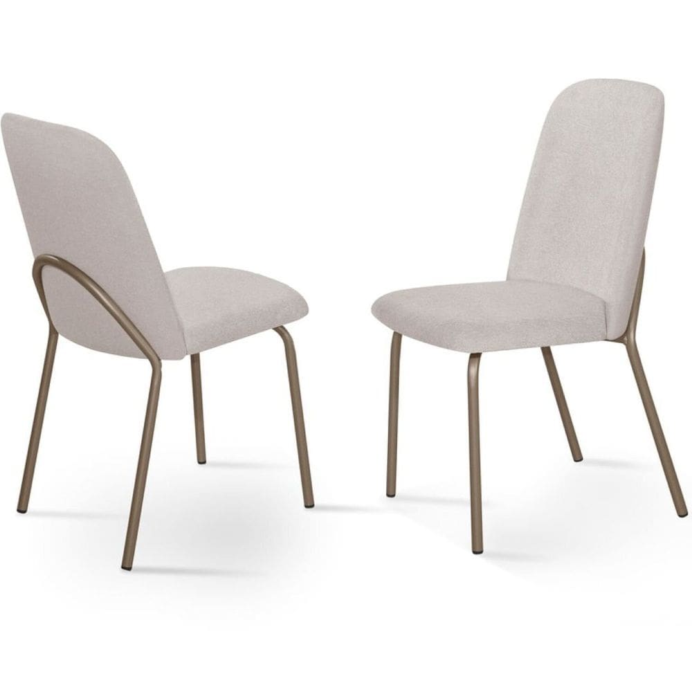 Kit com 2 Cadeiras para Sala de Jantar California Champagne/Bege