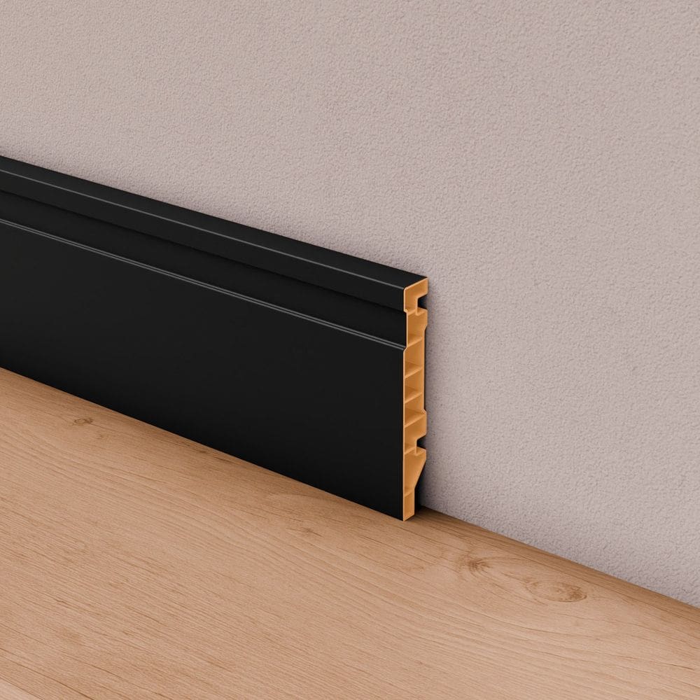 Rodapé Pvc Frisado 10cm X 1,5cm X 200cm Edge Preto