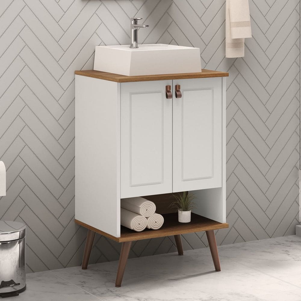 Gabinete de Banheiro 51cm Denver Yescasa Branco/Carvalho