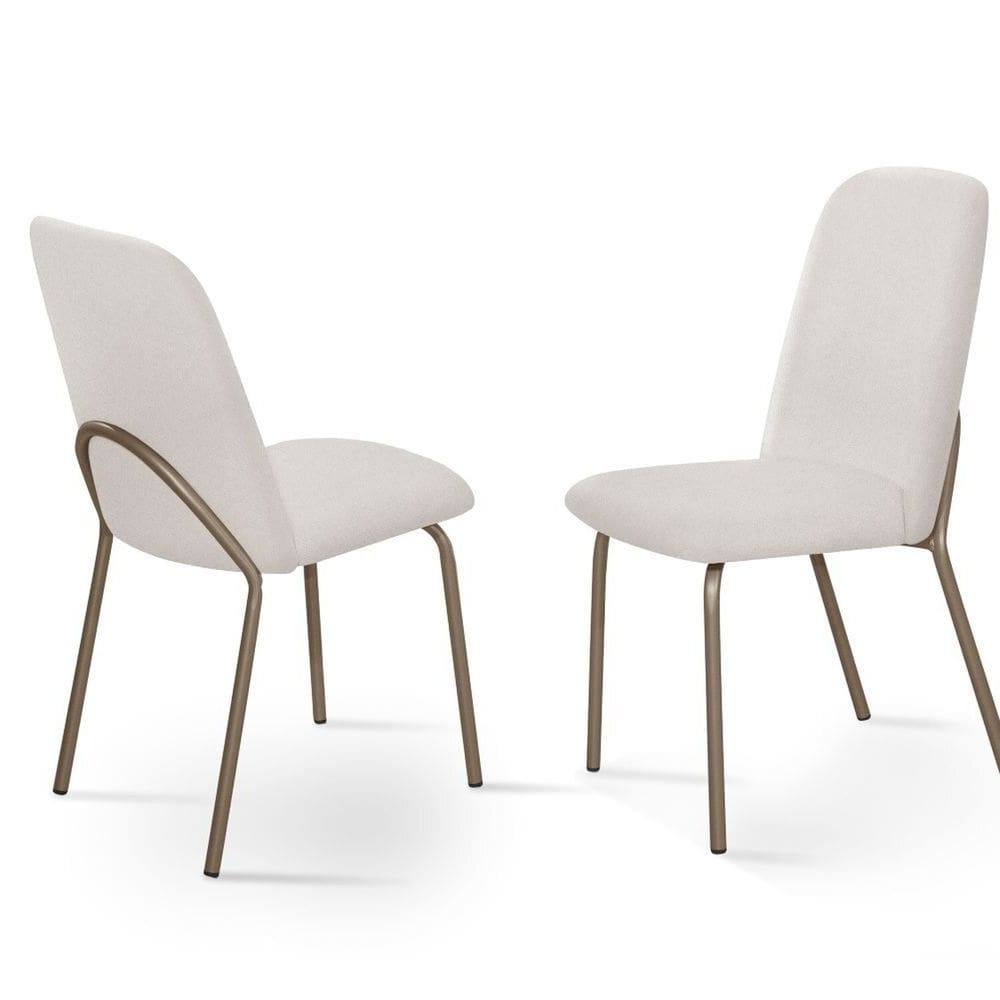 Kit com 2 Cadeiras California CHAMPAGNE / LINHO A-512 BEGE