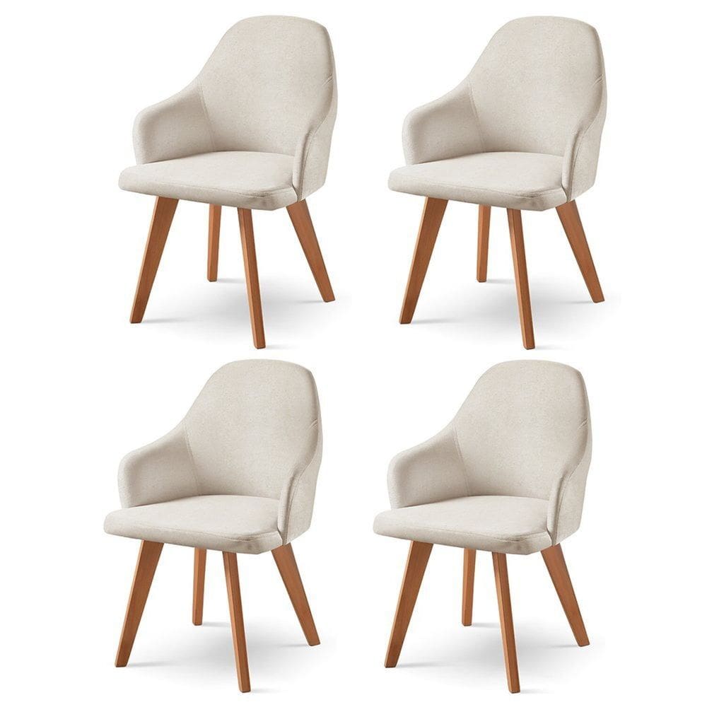 Kit 4 Cadeiras para Sala de Jantar Manuela Nude