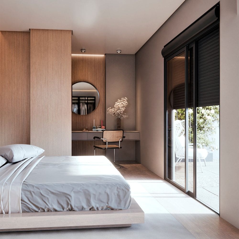 Porta de Alumínio de Correr Lateral 2 Folhas Persiana Integrada Automatizada 110 Volts 235x160 Preto