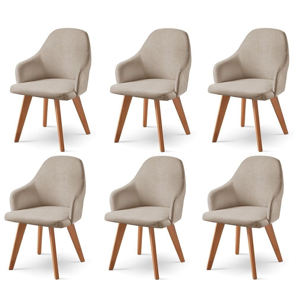 Kit 6 Cadeiras para Sala de Jantar Manuela Bege