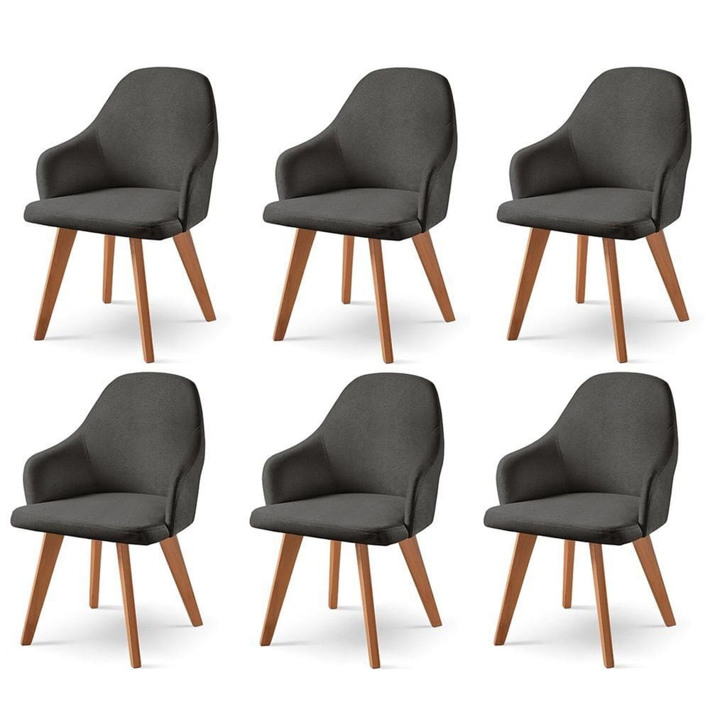 Kit 6 Cadeiras para Sala de Jantar Manuela Preto